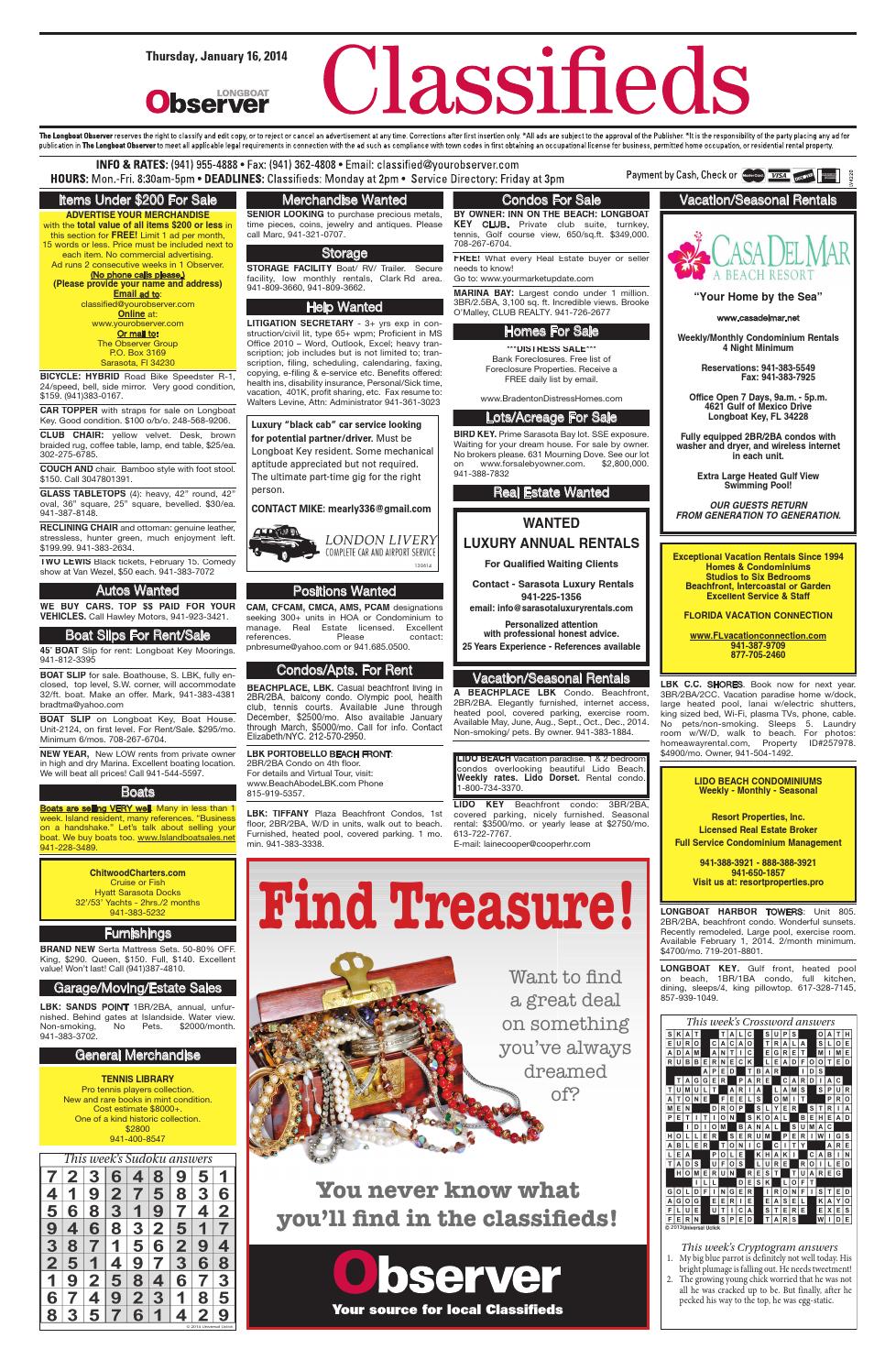 LBO Classifieds 01162014 by The Observer Group Inc. Issuu