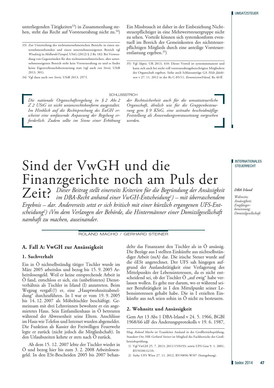 taxlex 01/2014 by MANZ'sche Verlags- u Universitätsbuchhandlung GmbH ...
