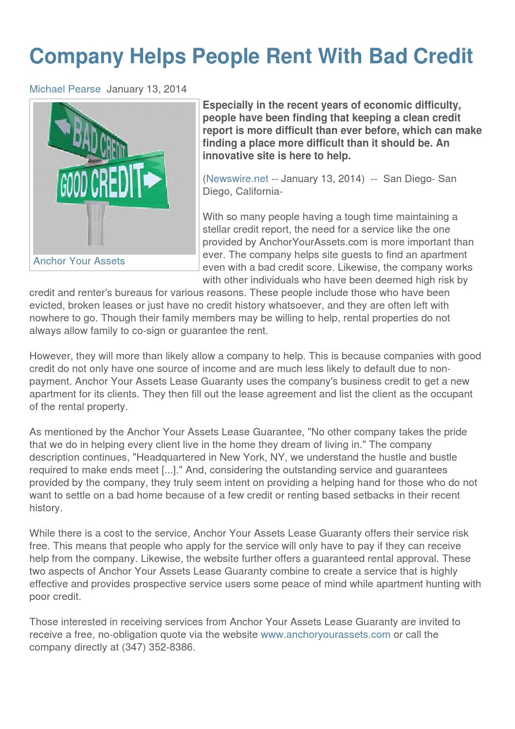 Company Helps People Rent With Bad Credit by Newswire Issuu