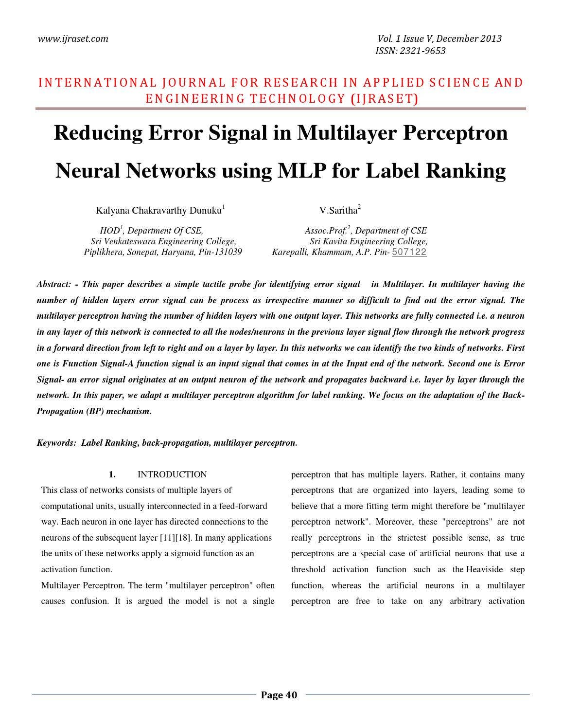Reducing Error Signal in Multilayer Perceptron Neural Networks using ...