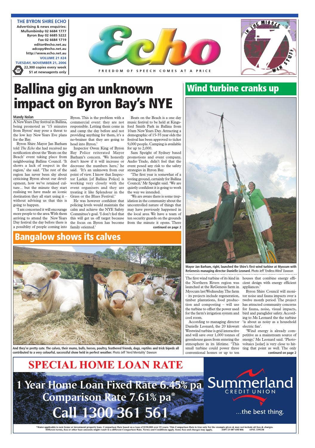 Byron Shire Echo – Issue 21.24 – 21112006 by Echo Publications - Issuu