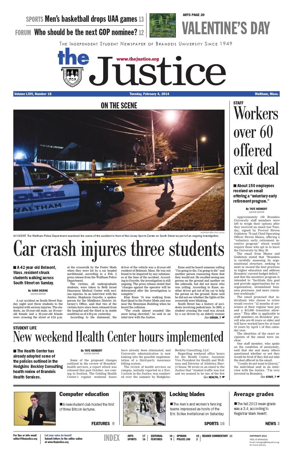 The Justice, February 4, 2014 issue by The Justice - Issuu
