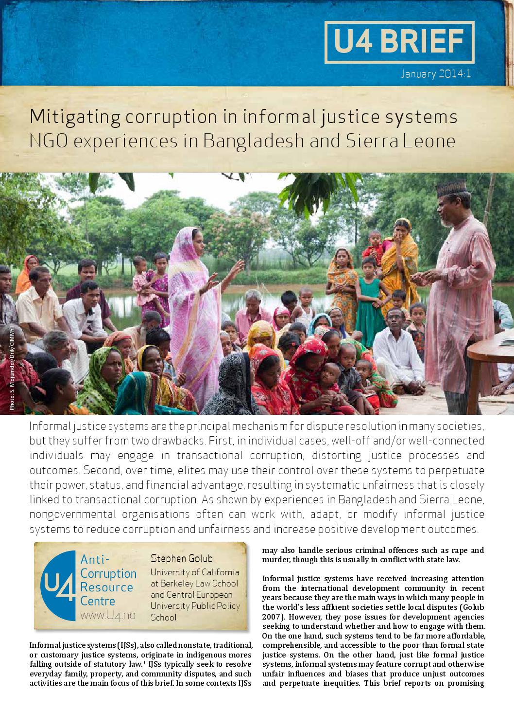 Mitigating corruption in informal justice systems by CMI Chr. Michelsen