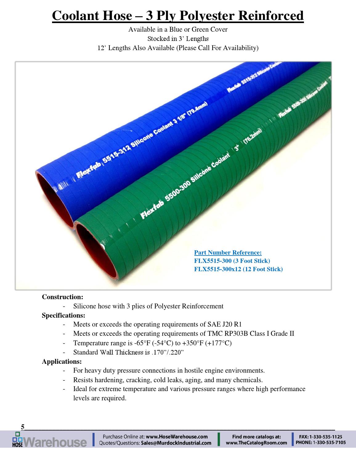 Flexfab Silicone Hose Heater Hose Reinforced Catalog PDF by Murdock