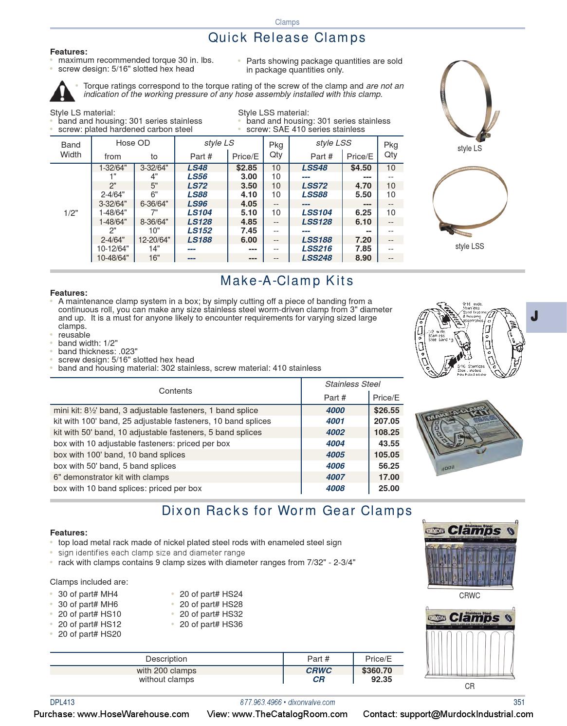 Dixon 4002 16 Piece Stainless Steel 302 MakeAClamp Kit with 50 Band