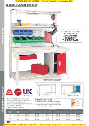Storage Design Limited 家具目录 · 04 workshop equipment 第 6 页