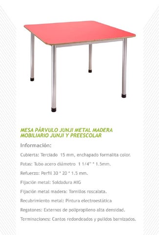 Hernan Aguilera 家具目录 · Ficha tecnica mobiliario escolar junji 第 5 页