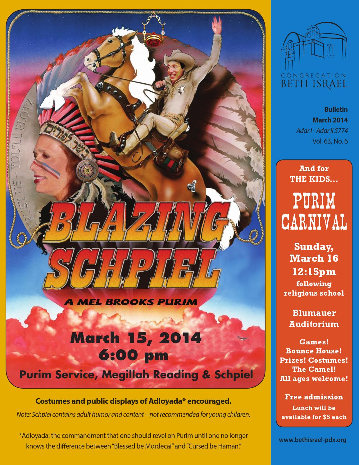 March 2014 Bulletin Congregation Beth Israel, Portland Oregon by
