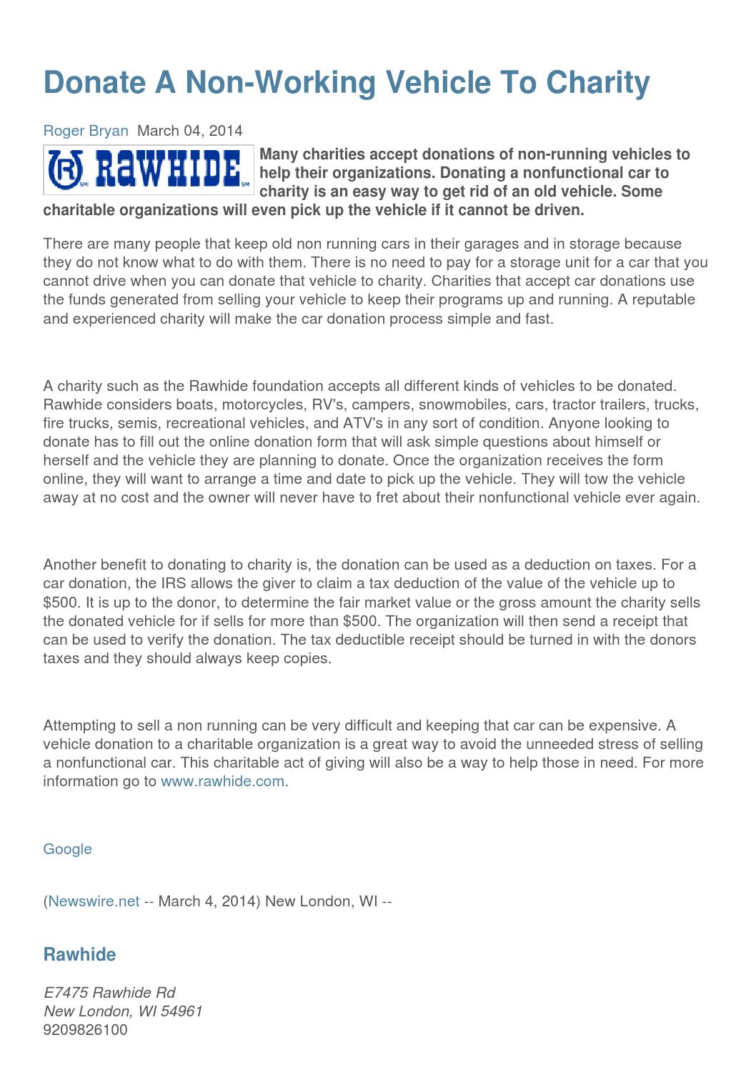 Donate A NonWorking Vehicle To Charity by Newswire Issuu