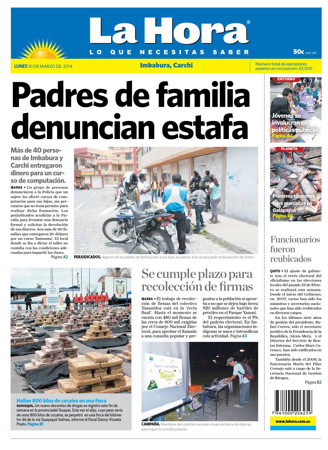La Hora Imbabura 10 Marzo 2014 By LA HORA Ecuador Issuu