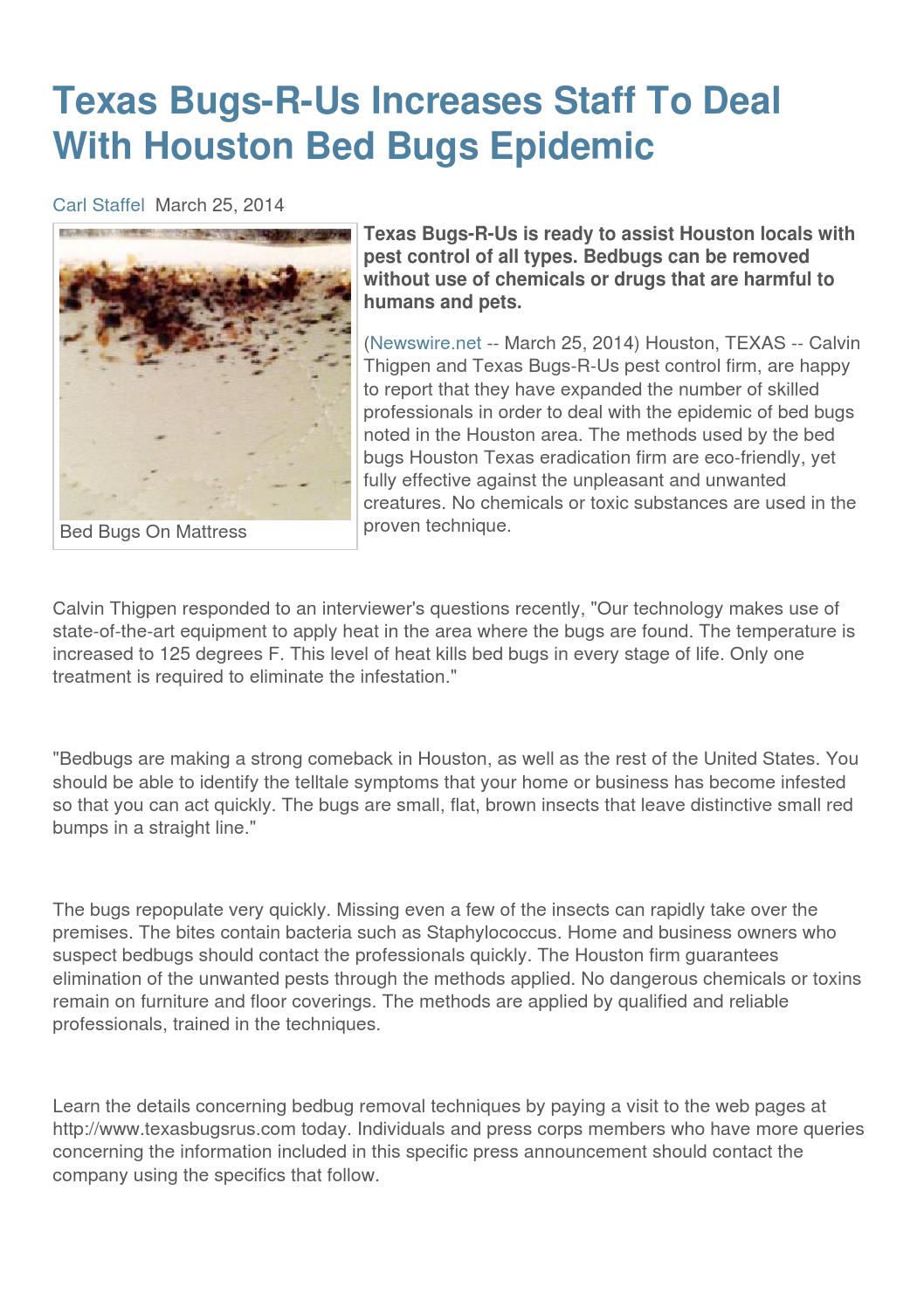 Texas BugsRUs Increases Staff To Deal With Houston Bed Bugs Epidemic