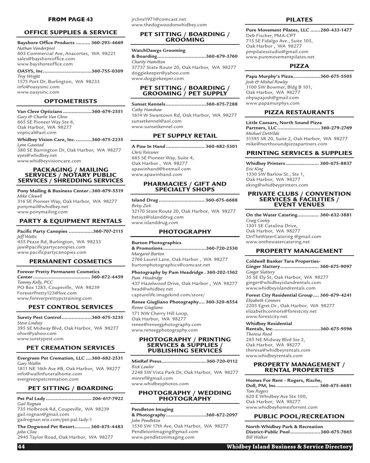 Directories Whidbey Island Business and Service