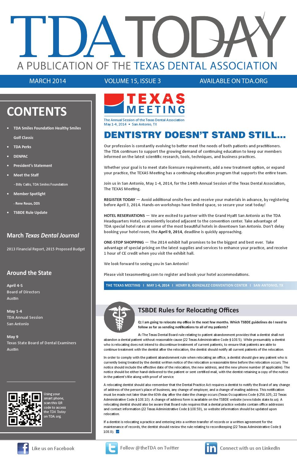 March 2014 TDA Today by Texas Dental Association Issuu