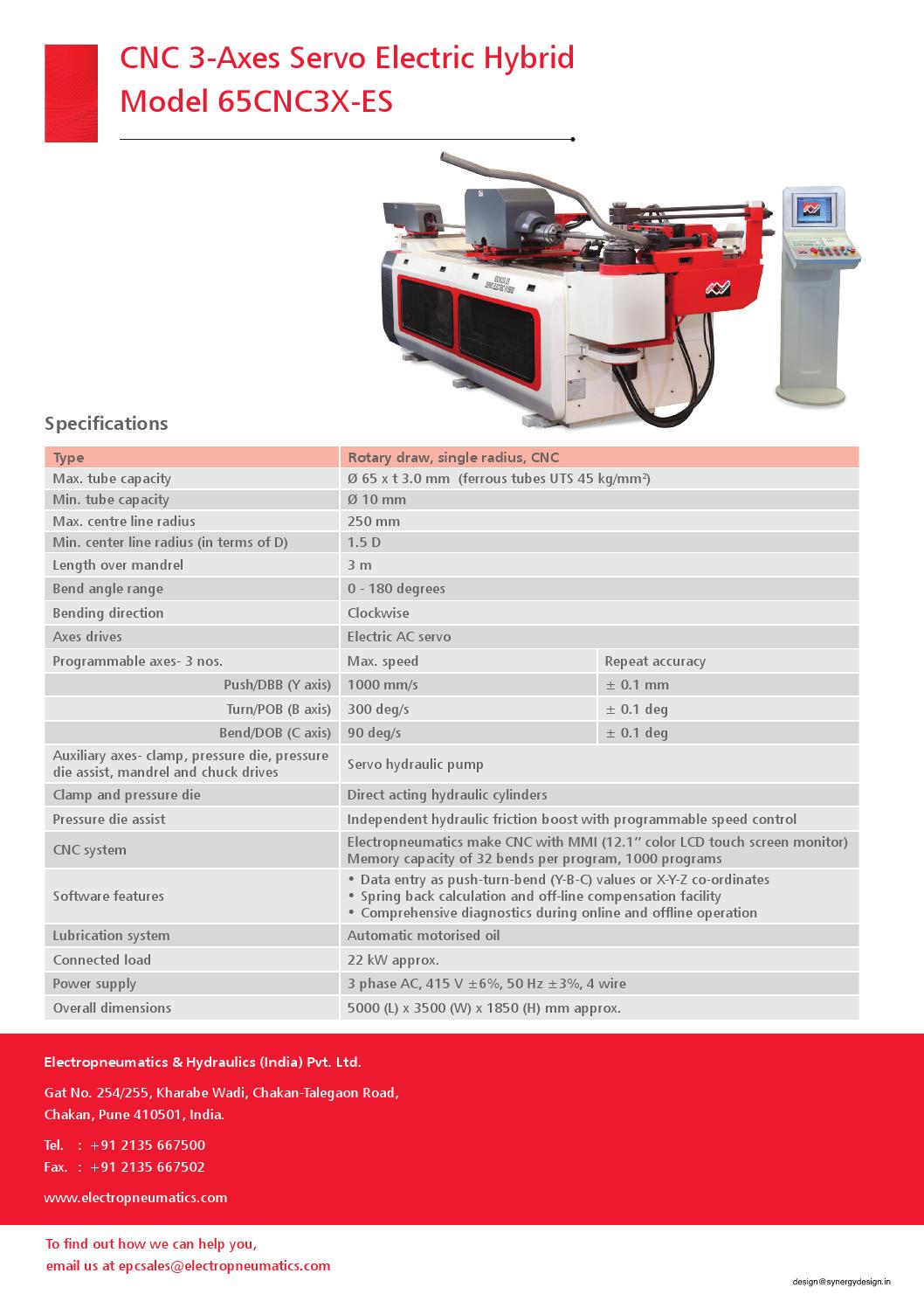 Tube Benders Leaflet by ELECTROPNEUMATICS & HYDRAULICS (INDIA) PVT. LTD