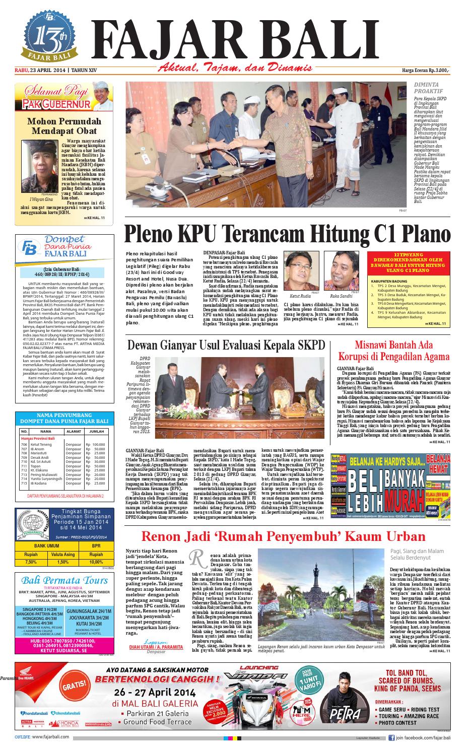 FAJAR BALI EDISI 23 APRIL 2014 by hu fajarbali - Issuu