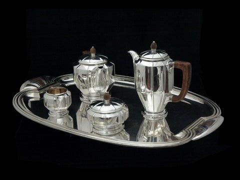 法国 Art Deco Sterling Silver Tea / Coffee Set with Serving Tray - 1925 !! 第 15 页