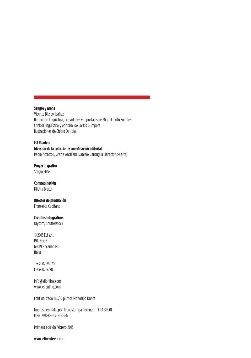 Sangre y arena by ELI Publishing Issuu