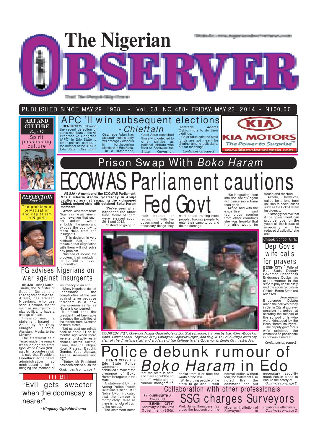 Nigerian Observer 23 05 2014 By Nigerian Observer Issuu