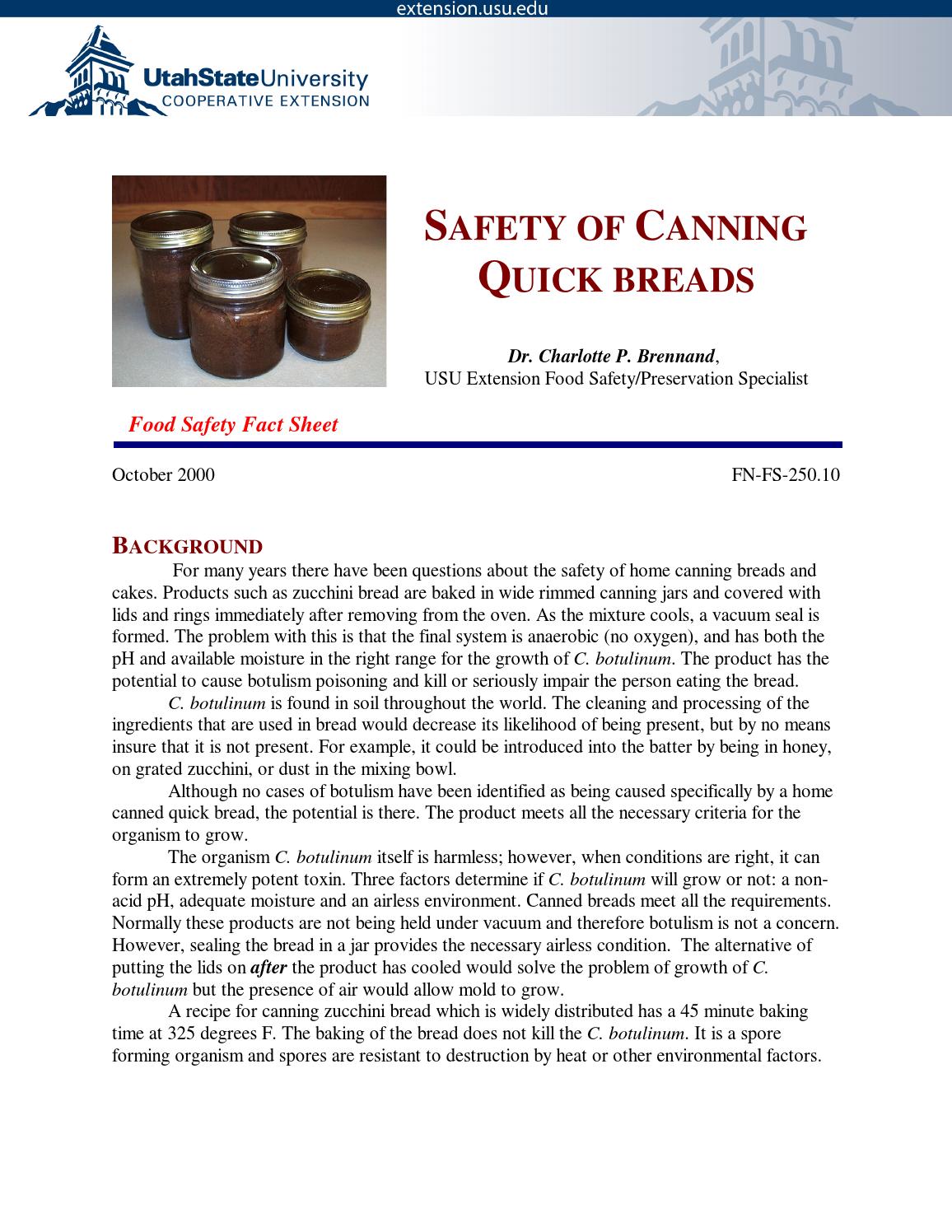 Safety of Canning Quick Breads by Utah State University Extension Issuu