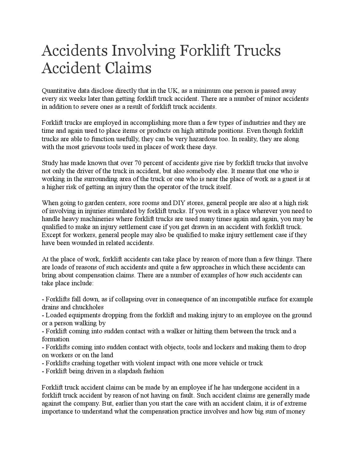 Accidents involving forklift trucks accident claims by sophiaben2 Issuu