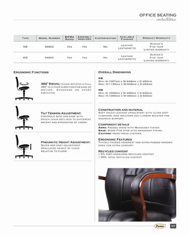 Durian Industries Ltd 家具目录 · 办公 坐具 Solution 第 21 页