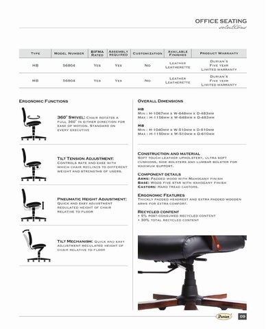 Durian Industries Ltd 家具目录 · 办公 坐具 Solution 第 23 页