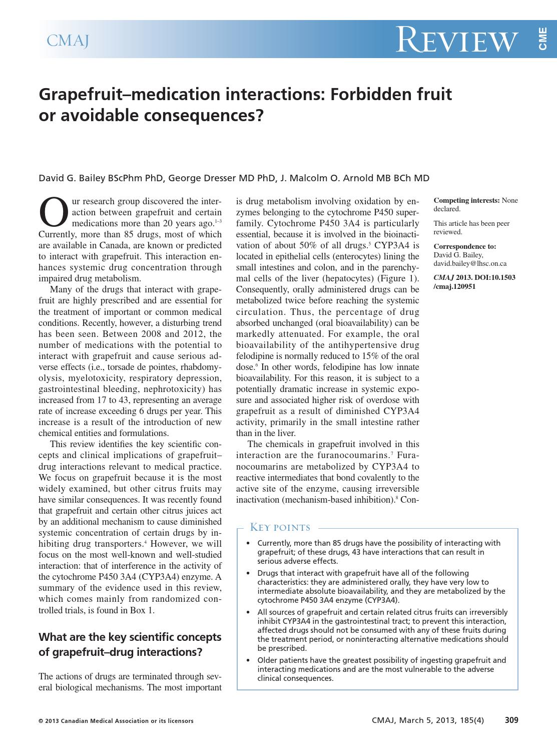 Grapefruitmedication interactions Forbidden fruit or avoidable