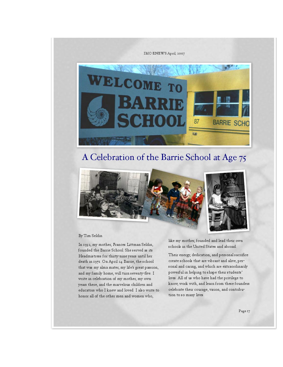 The Barrie School at age 75 (April, 2007) by The Montessori Foundation