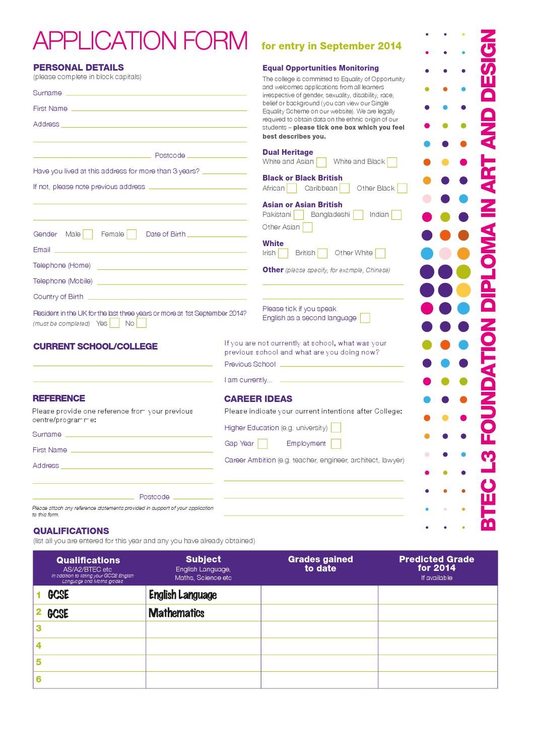 Art Foundation Application Form. by Schudio Issuu