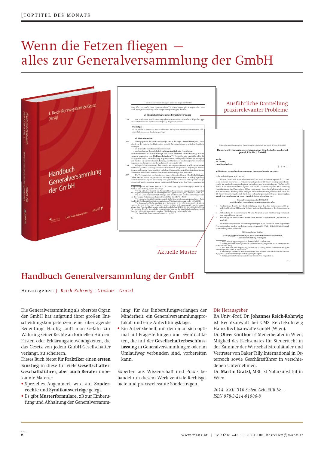 rechtaktuell juliaugust 2014 by manzsche verlags u universittsbuchhandlung gmbh issuu - Abberufung Geschftsfhrer Muster rechtaktuell juliaugust 2014 by manzsche verlags u universittsbuchhandlung gmbh issuu - Abberufung Geschftsfhrer Muster