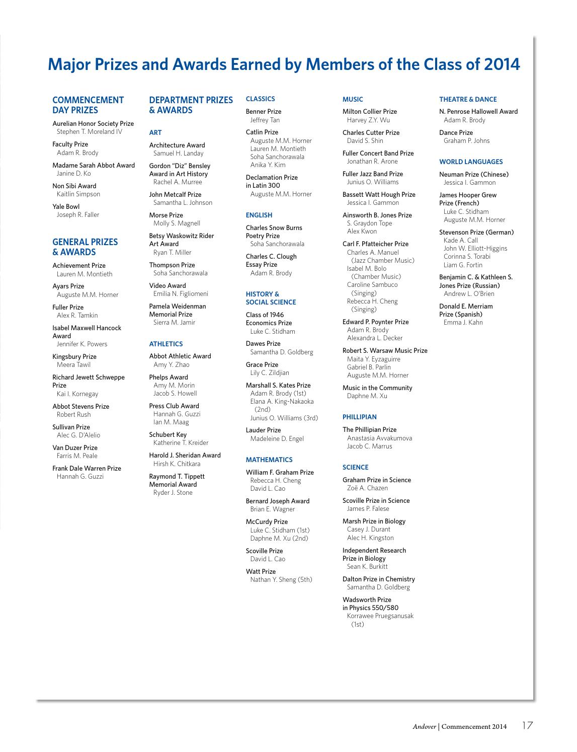 Andover Magazine Commencement 14 By Phillips Academy Issuu