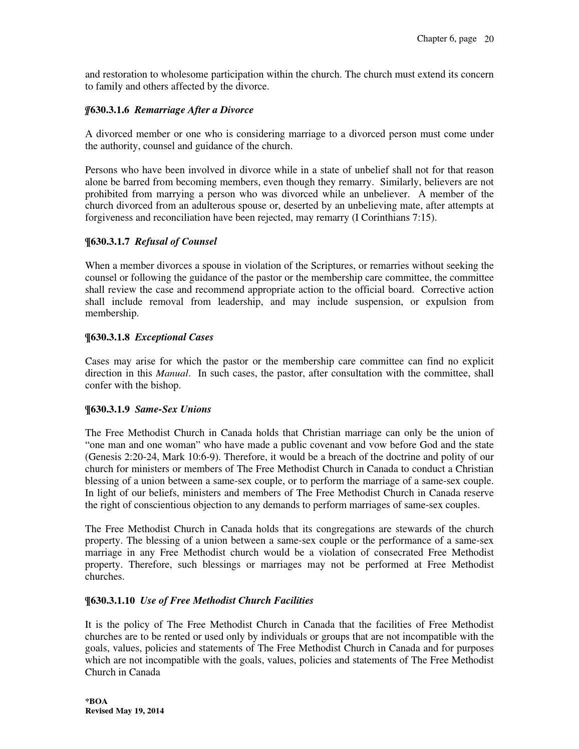 The manual of the free methodist church in canada may 2014 by Free ...