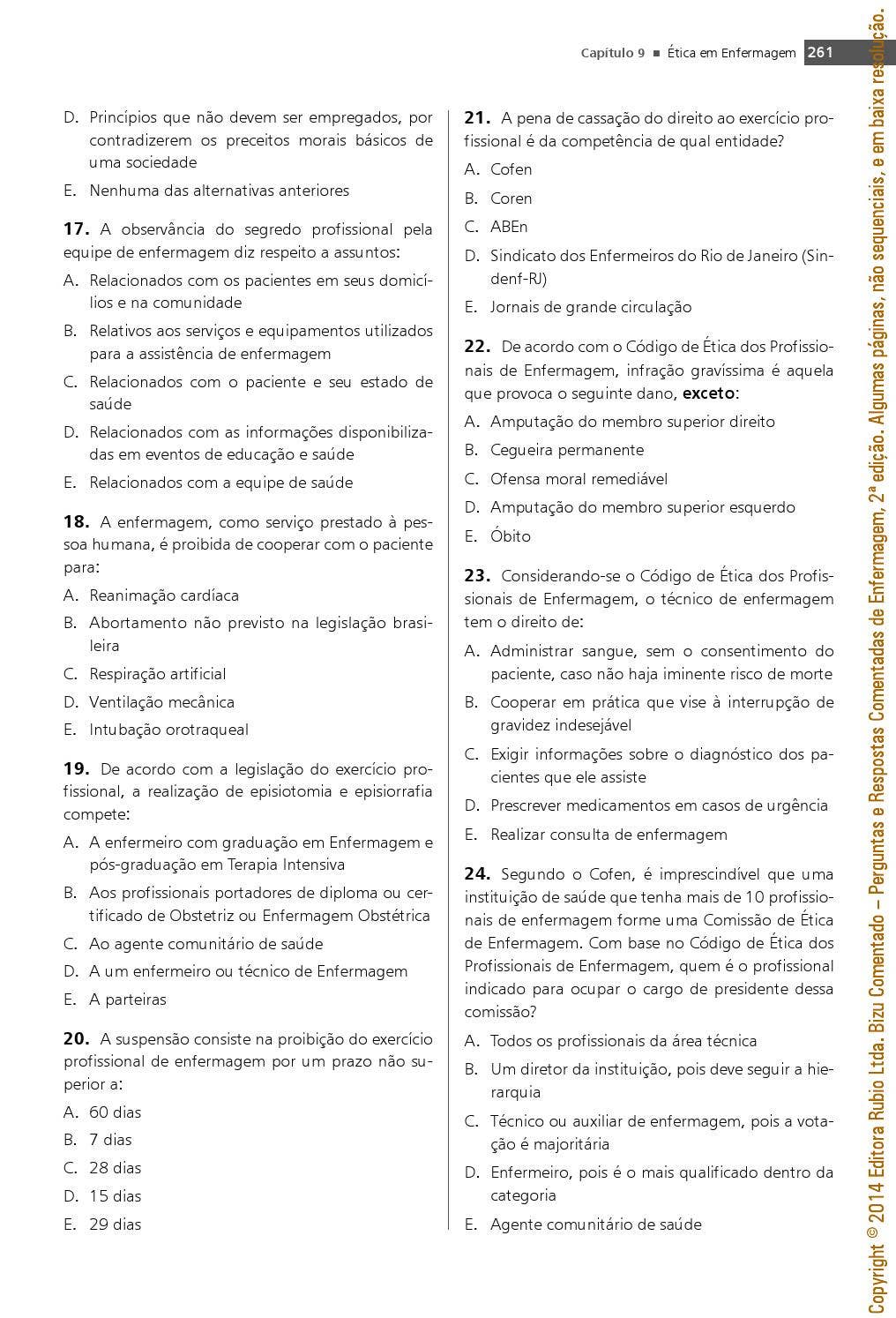 Bizu Comentado – Perguntas e Respostas Comentadas de Enfermagem, 2ª ...