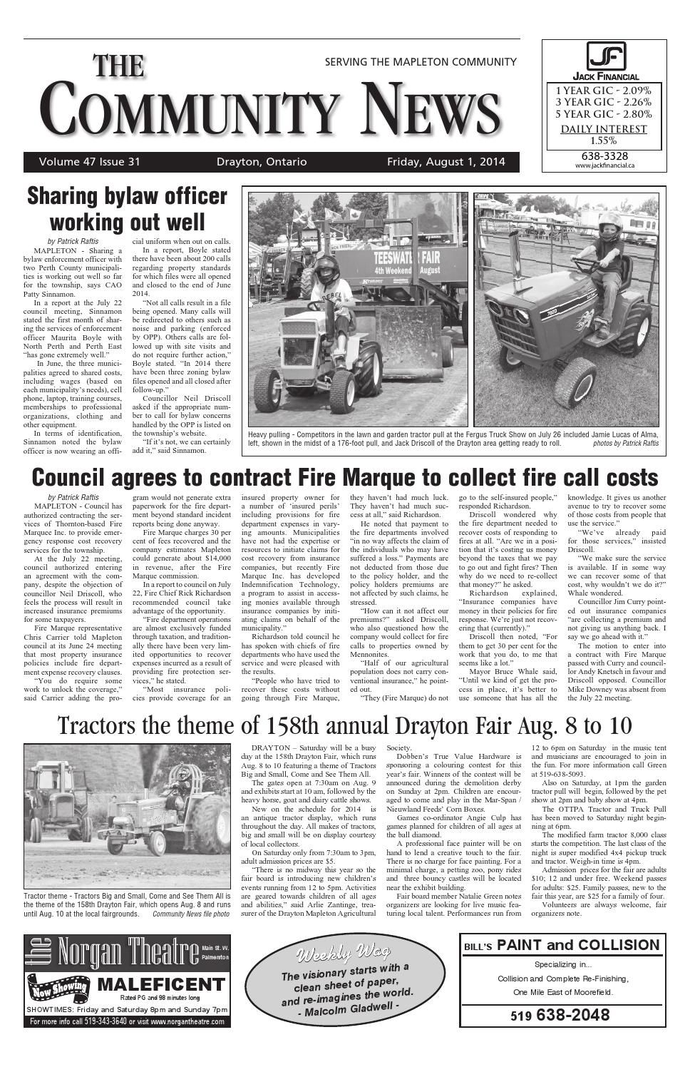 Drayton Community News August 1, 2014 by WHA Publications Ltd. Issuu