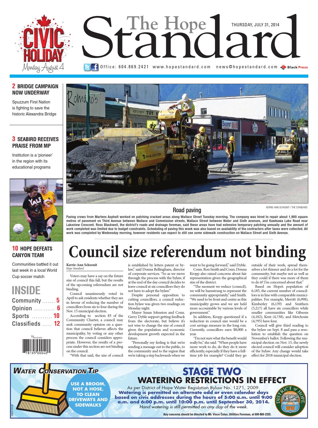 Hope Standard, July 31, 2014 by Black Press Media Group Issuu