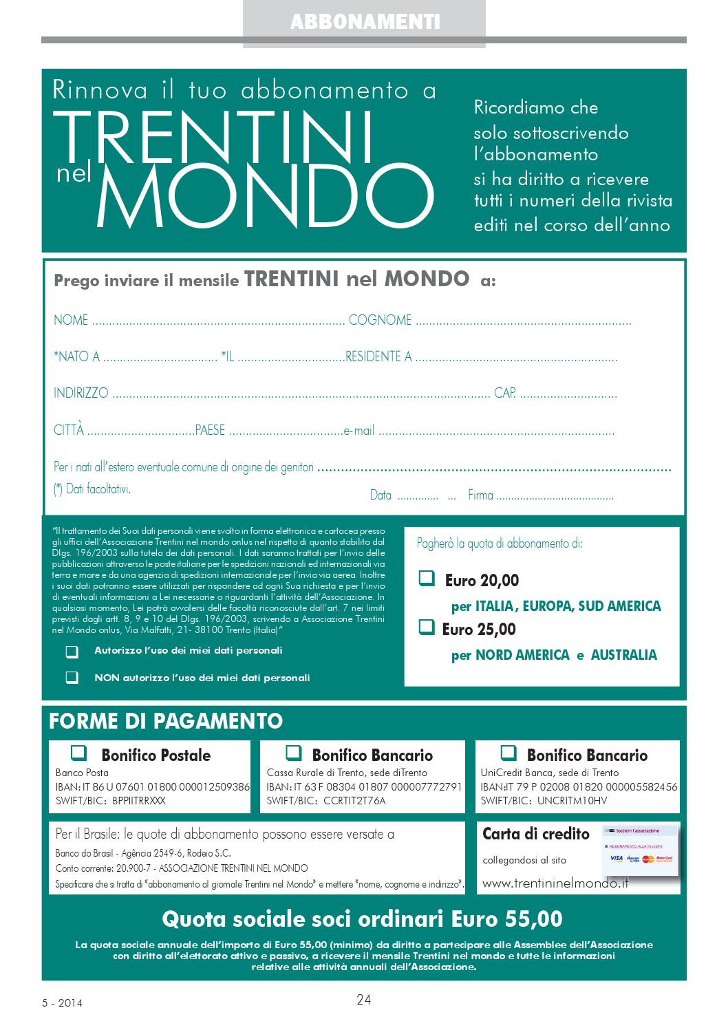 Mensile Dellassociazione Trentini Nel Mondo Maggio By