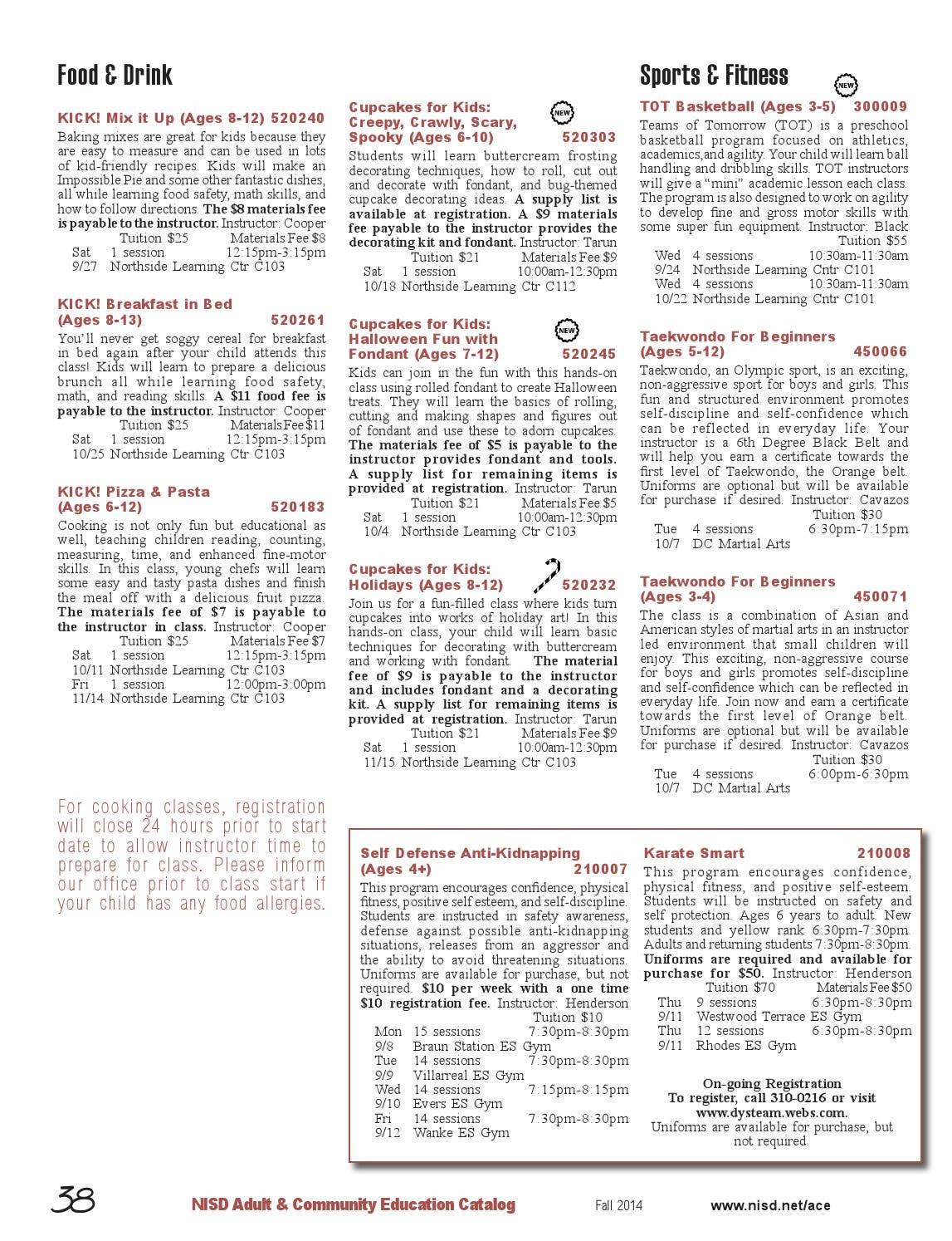 Northside Adult & Community Education Fall 2014 Class Catalog by NISD
