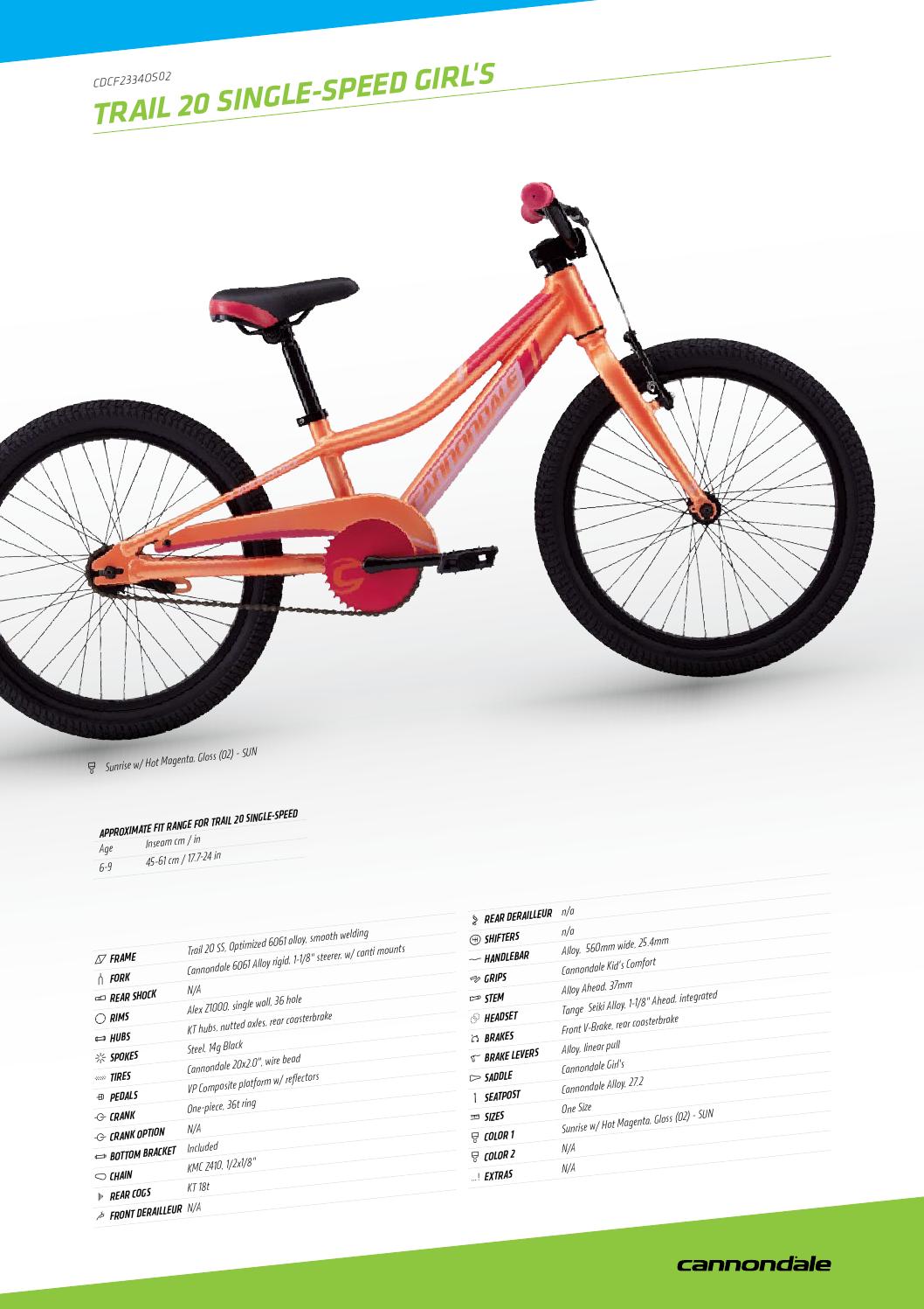 cannondale girl bike 20