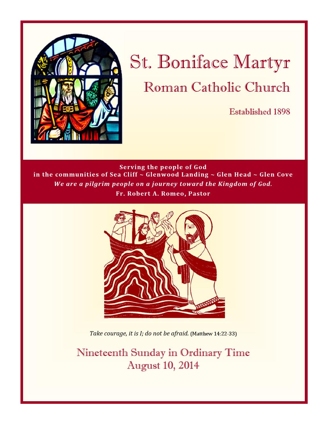 St. Boniface Martyr Parish Bulletin August 10, 2014 by Robert P. Lynch