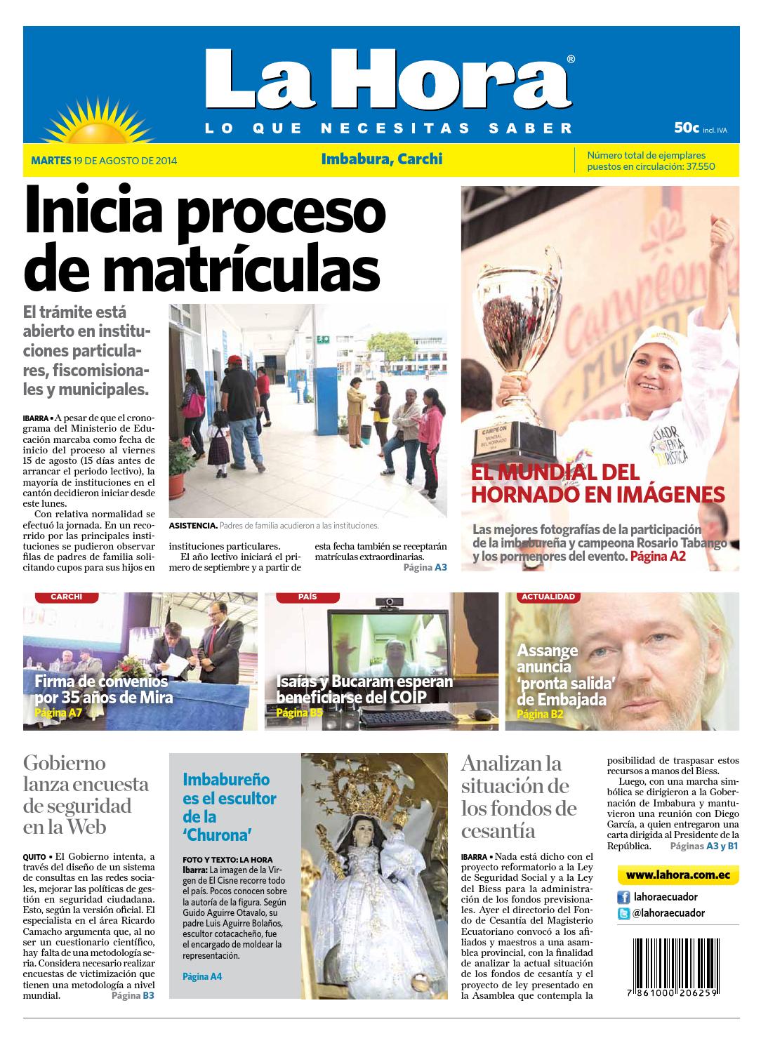 Imbabura 19 Agosto 2014 By LA HORA Ecuador Issuu