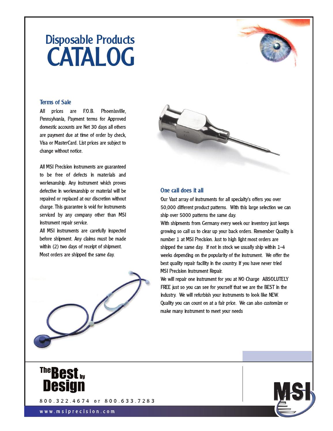 MSI Disposable Products Catalog by MSI Precision Instruments Issuu