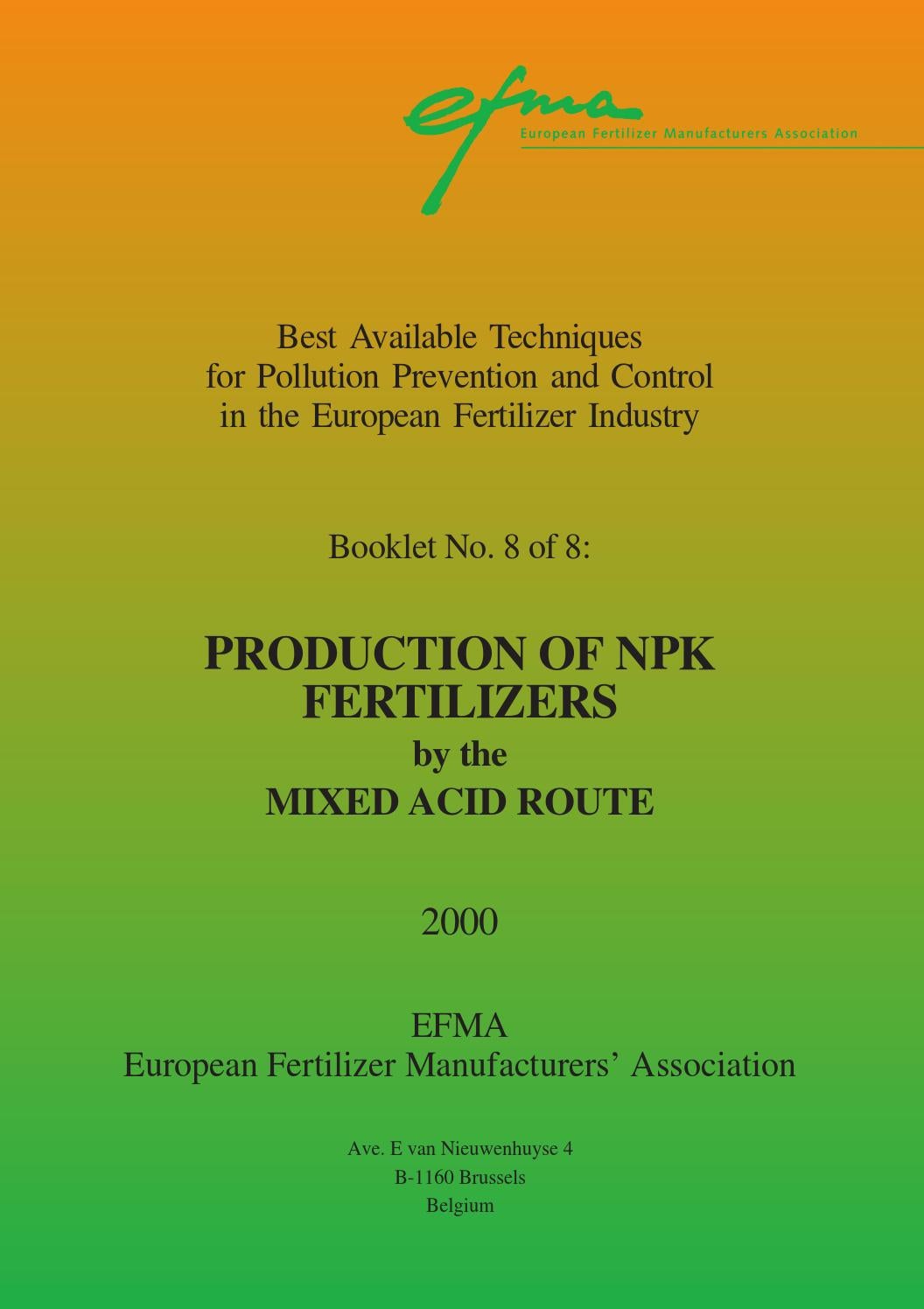 Booklet nr 8 production of npk compound fertilizers by mixed acid route
