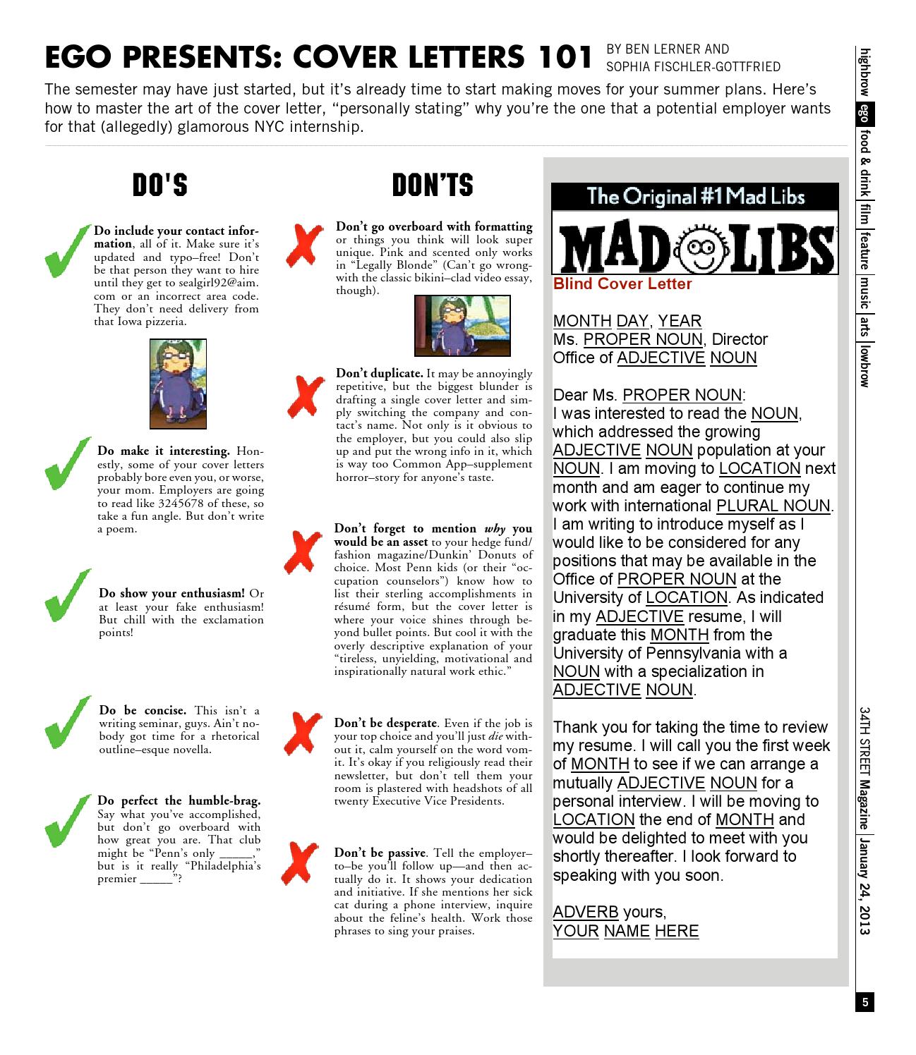 january 24 2013 by 34th street magazine issuu exclamation point in cover letter