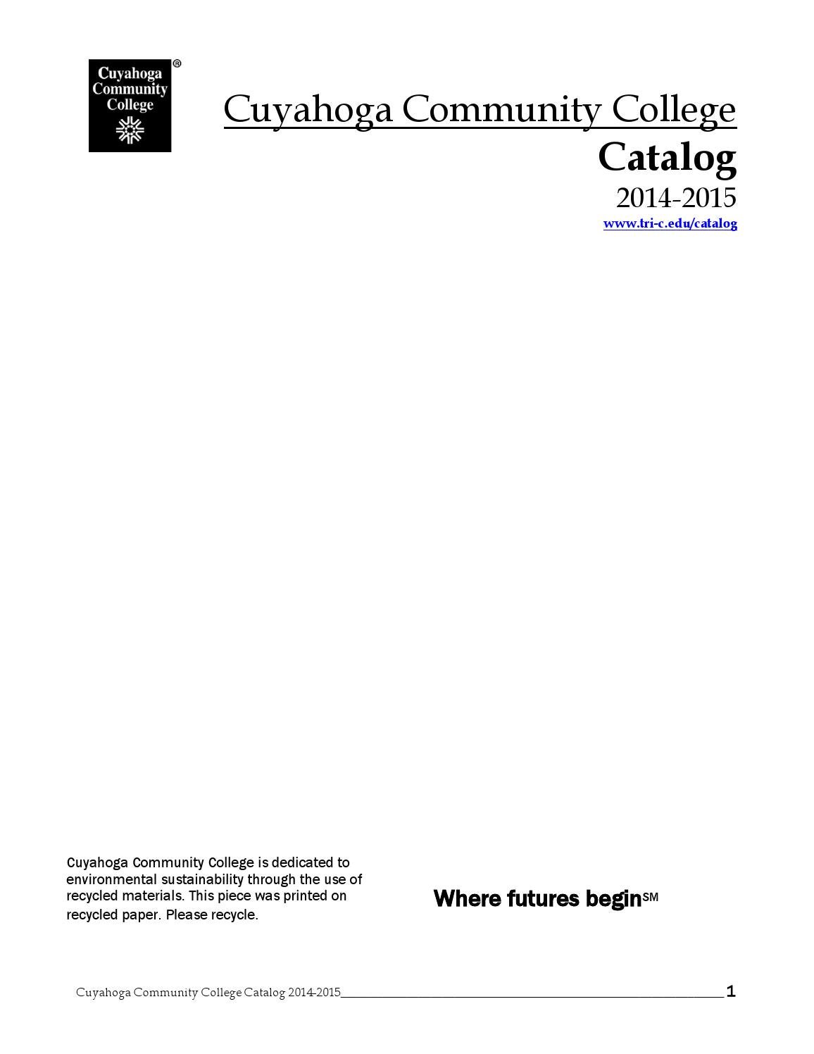 20142015 Course Catalog Additional Information by Cuyahoga Community