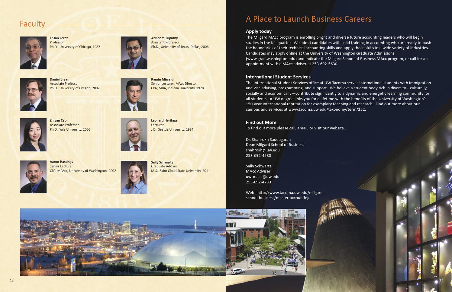 Master of Accounting Viewbook Milgard School of Business by UW