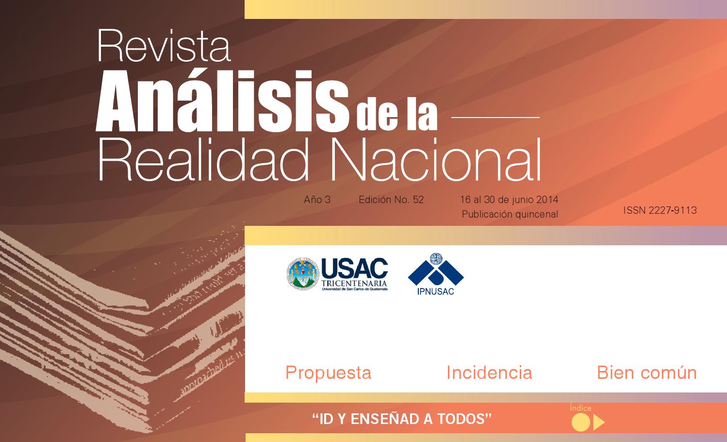 Edición No 52, Revista Análisis de la Realidad Nacional by Instituto de