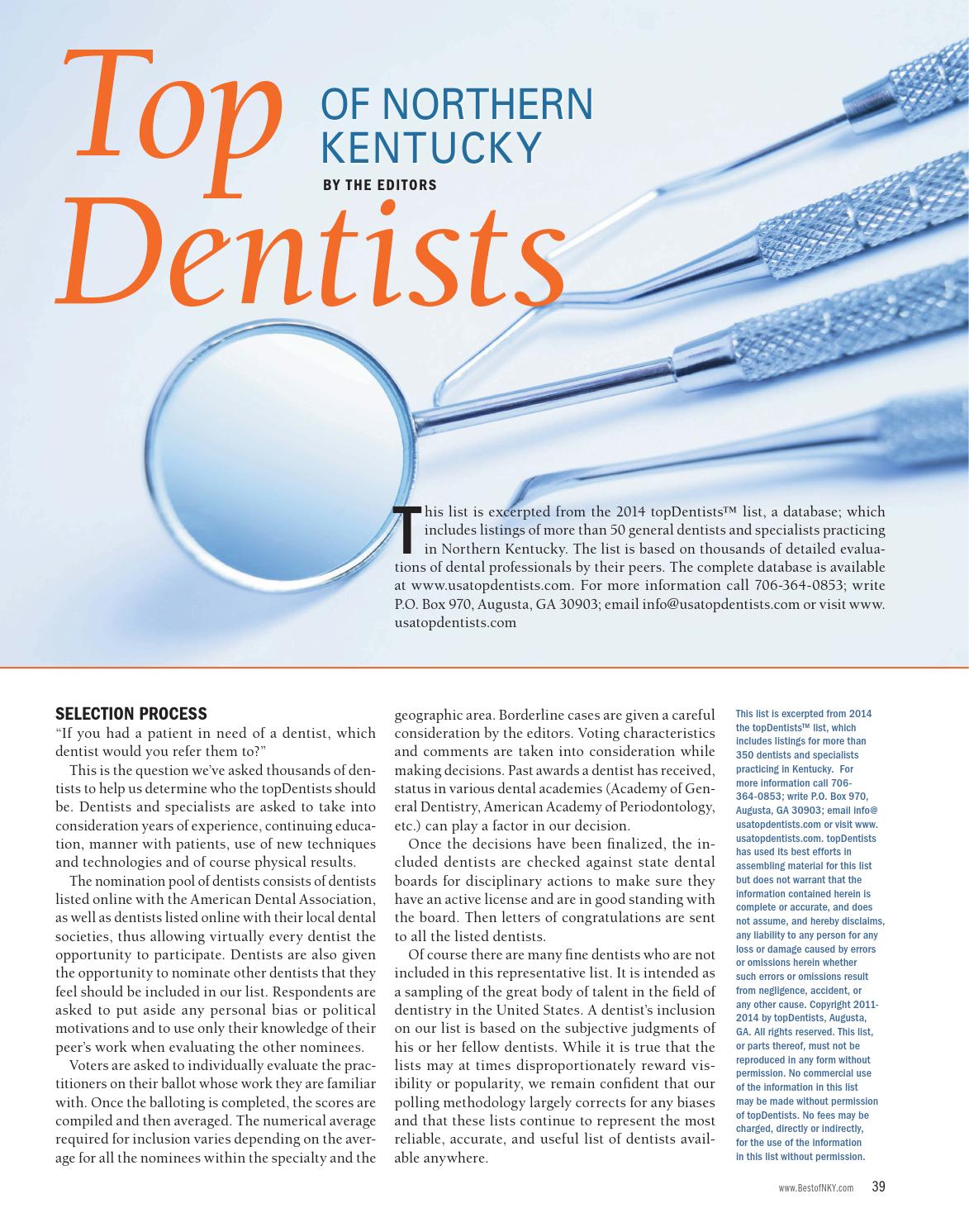 Top Dentists of Northern Kentucky 2014 by Cincy Magazine Issuu
