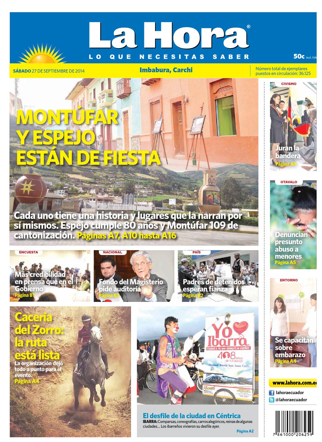 Diario La Hora Imbabura Carchi 27 De Septiembre Del 2014 By LA HORA 