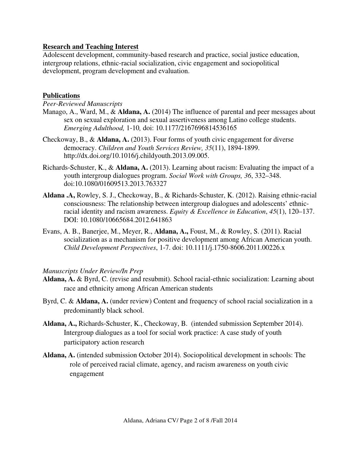 UM Interdisciplinary PhD in Social Work and Social Science Doctoral CV