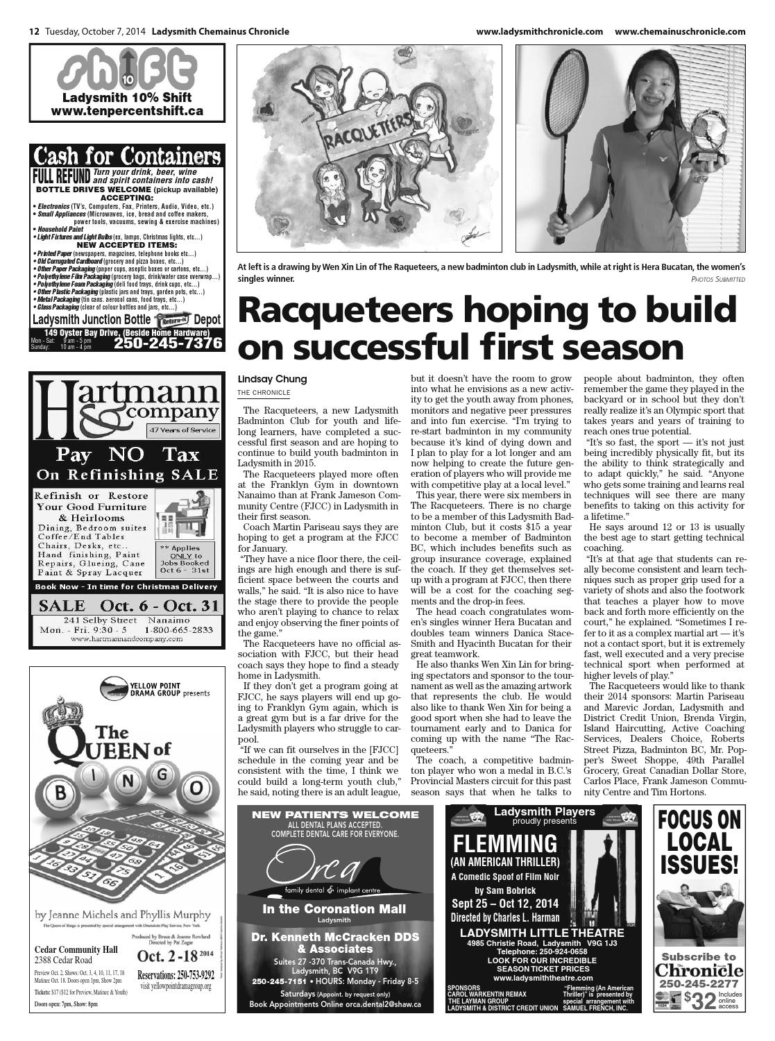 Ladysmith Chronicle, October 07, 2014 by Black Press Media Group Issuu